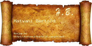 Hatvani Bertold névjegykártya